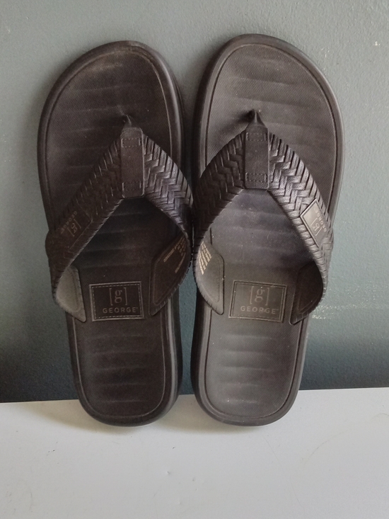 George Mens Flip Flop Sandals Brown Woven Strap Thong Comfort Slides Size 10 main image 5
